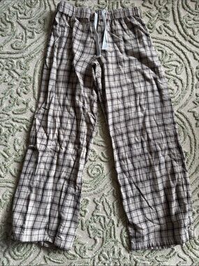 Women's Plaid Lounge Pajama Pants - Taupe/Black